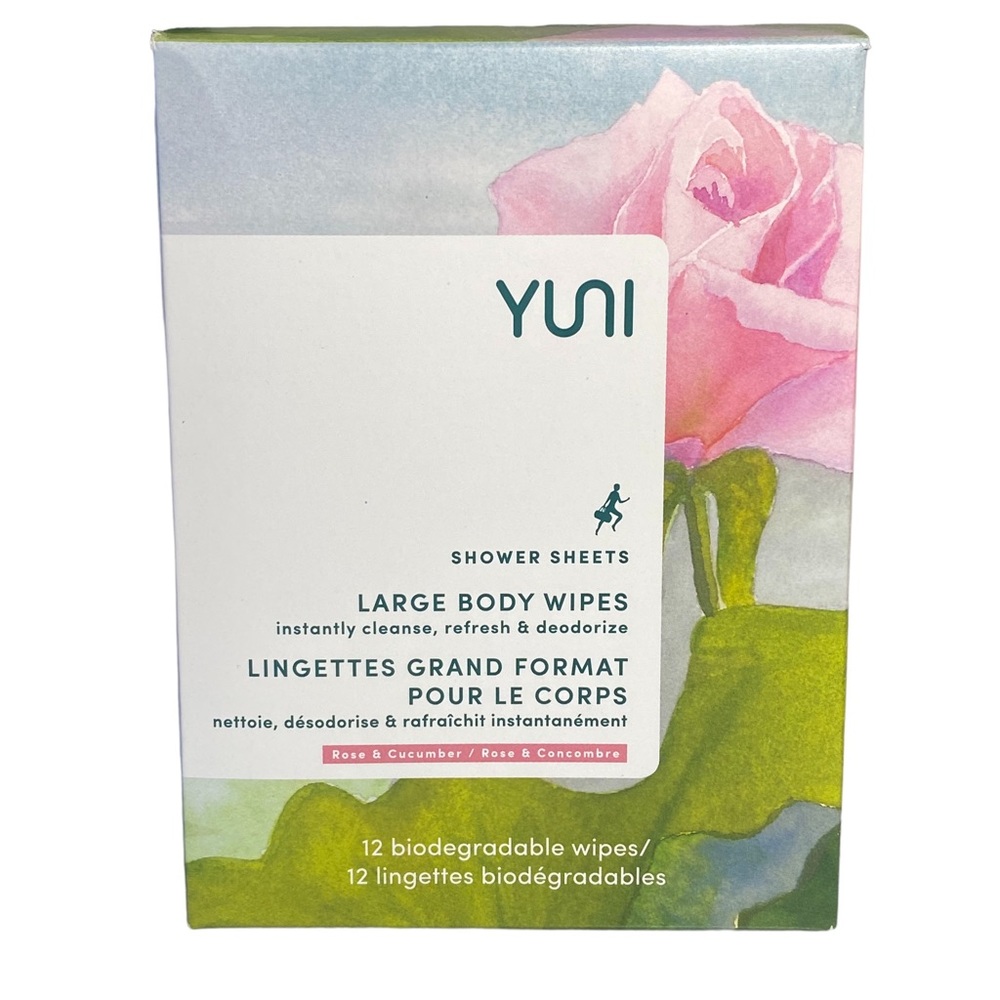 60-Large Yuni Organic Biodegradable Body Wipe Sheets (5 Boxes), Alcohol Free